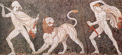 Интерьер Древней Греции.Охота на льва («Дом Диониса», кон. IV в. до н. э.)