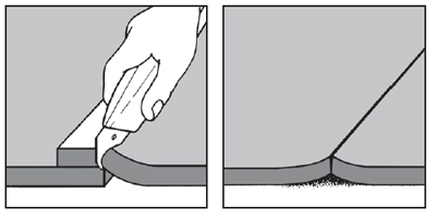 Как укладывать резиновое покрытие для пола - не правильная подрезка шва