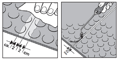 Как укладывать резиновое покрытие для пола -расшивка  шва у резиновой плитки для пола